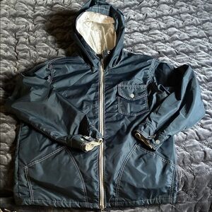 Birdwell Dark Blue Hooded Raincoat. Surfnyl. Windbreaker.